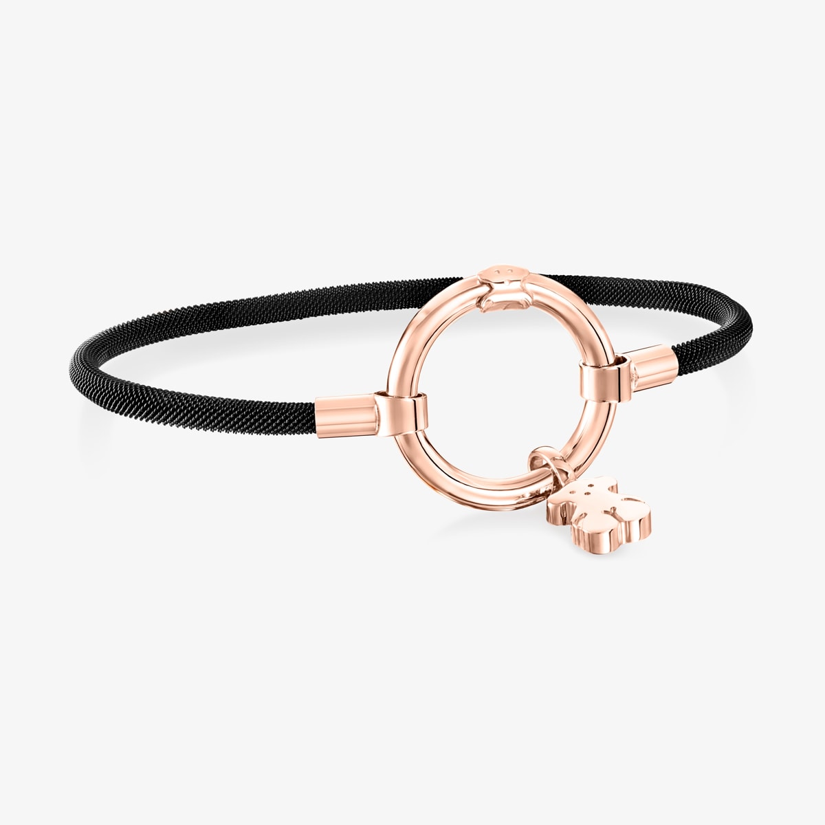 Tous - Pulsera Con Baño De Oro Rosa 18 Kt Sobre Plata Y Acero Ip Negro Hold - Rosado