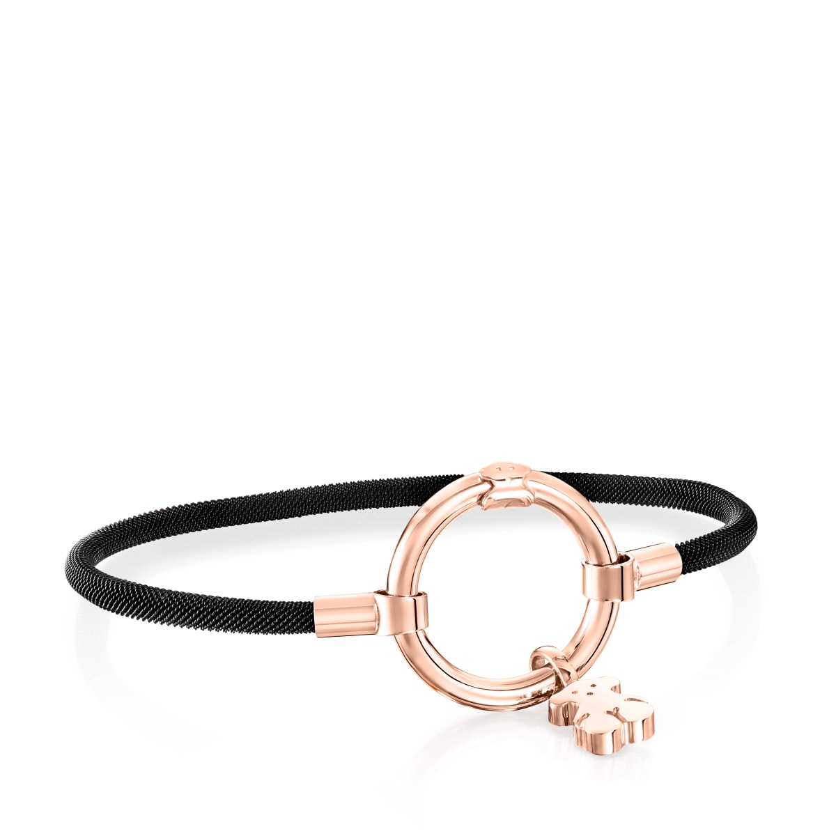 Tous - Pulsera Con Baño De Oro Rosa 18 Kt Sobre Plata Y Acero Ip Negro Hold - Rosa