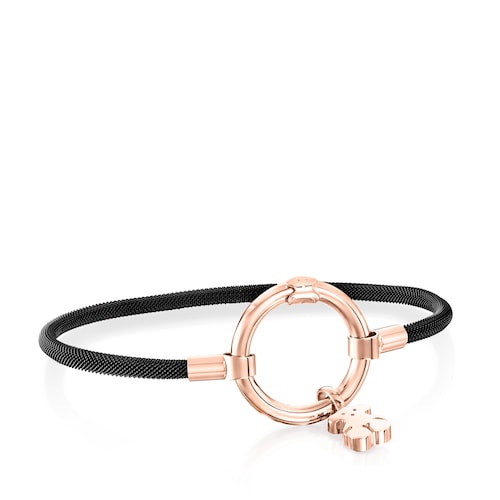 Rose Vermeil Silver and black IP Steel Hold Bracelet