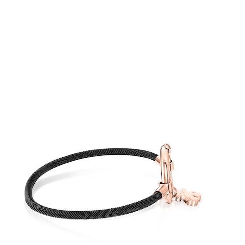 Rose Vermeil Silver and black IP Steel Hold Bracelet