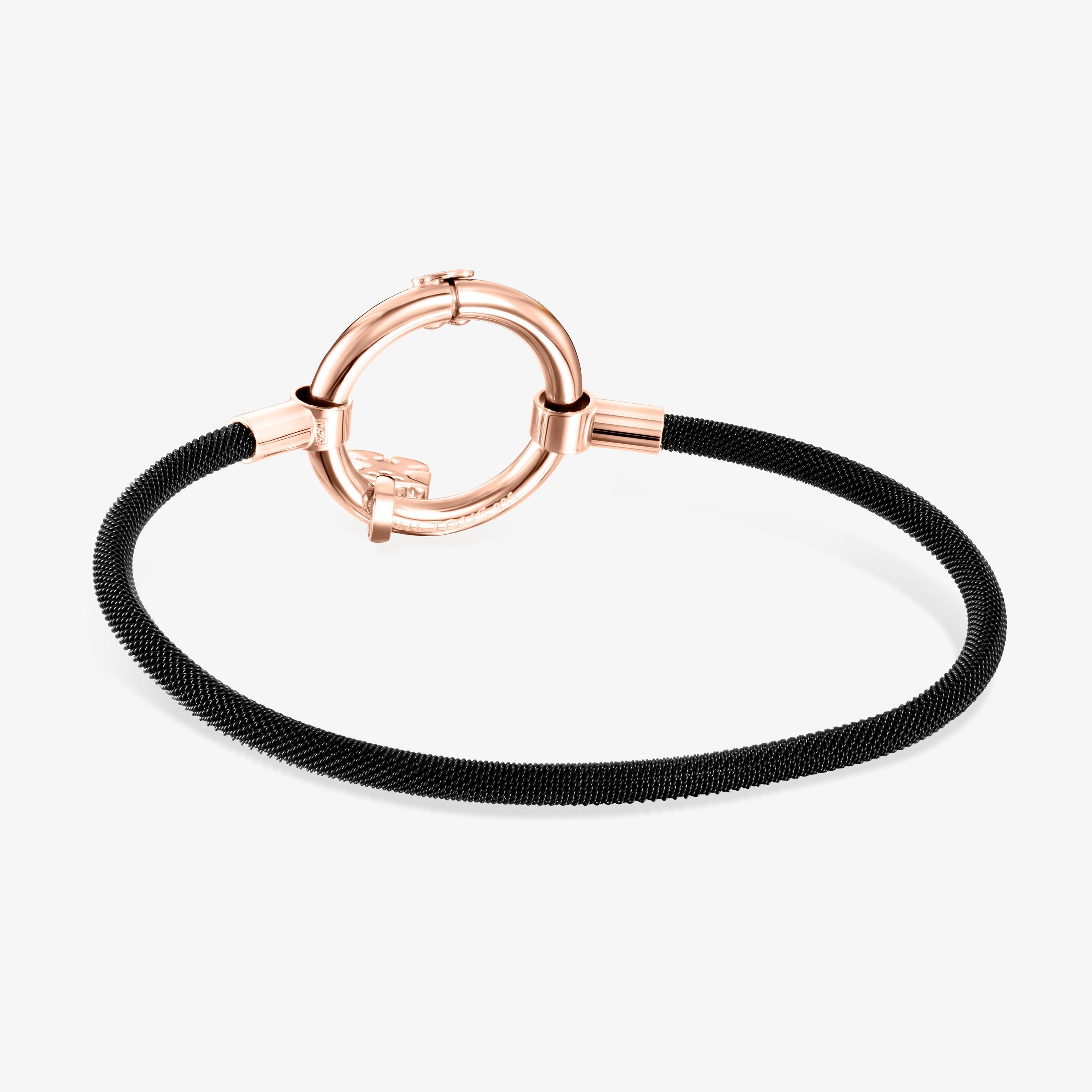 Rose 18K gold vermeil and black IP Steel Hold Bracelet
