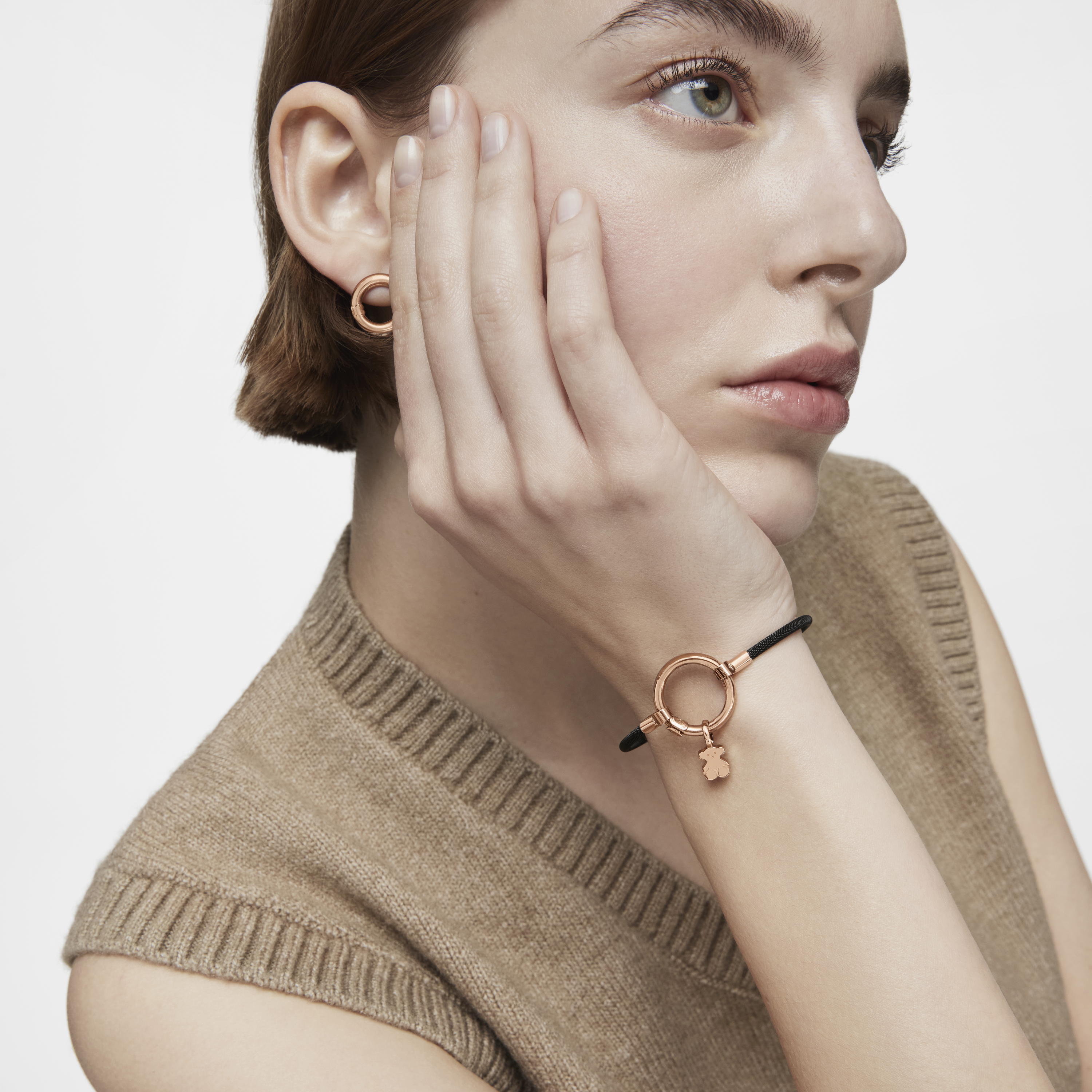 Rose 18K gold vermeil and black IP Steel Hold Bracelet