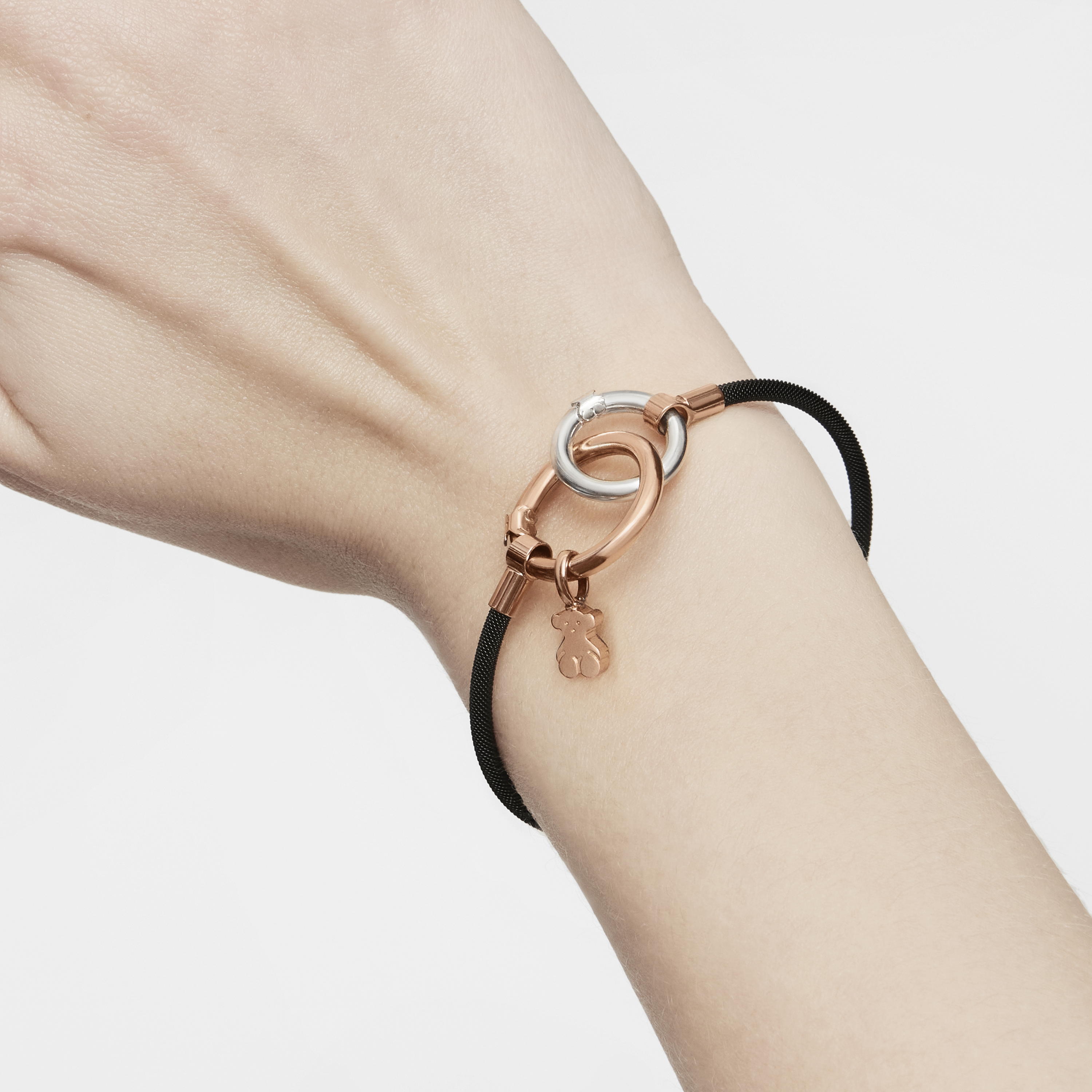 Rose 18K gold vermeil and black IP Steel Hold Bracelet