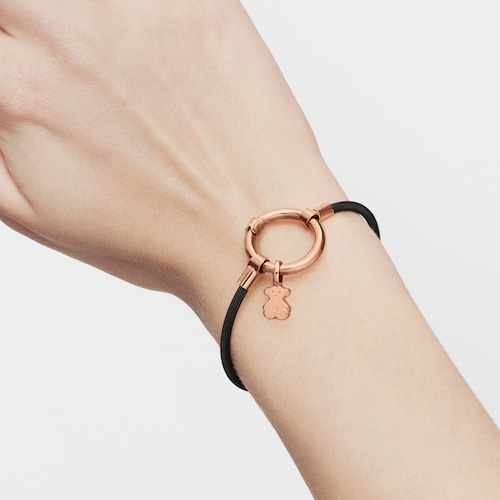 Rose Vermeil Silver and black IP Steel Hold Bracelet