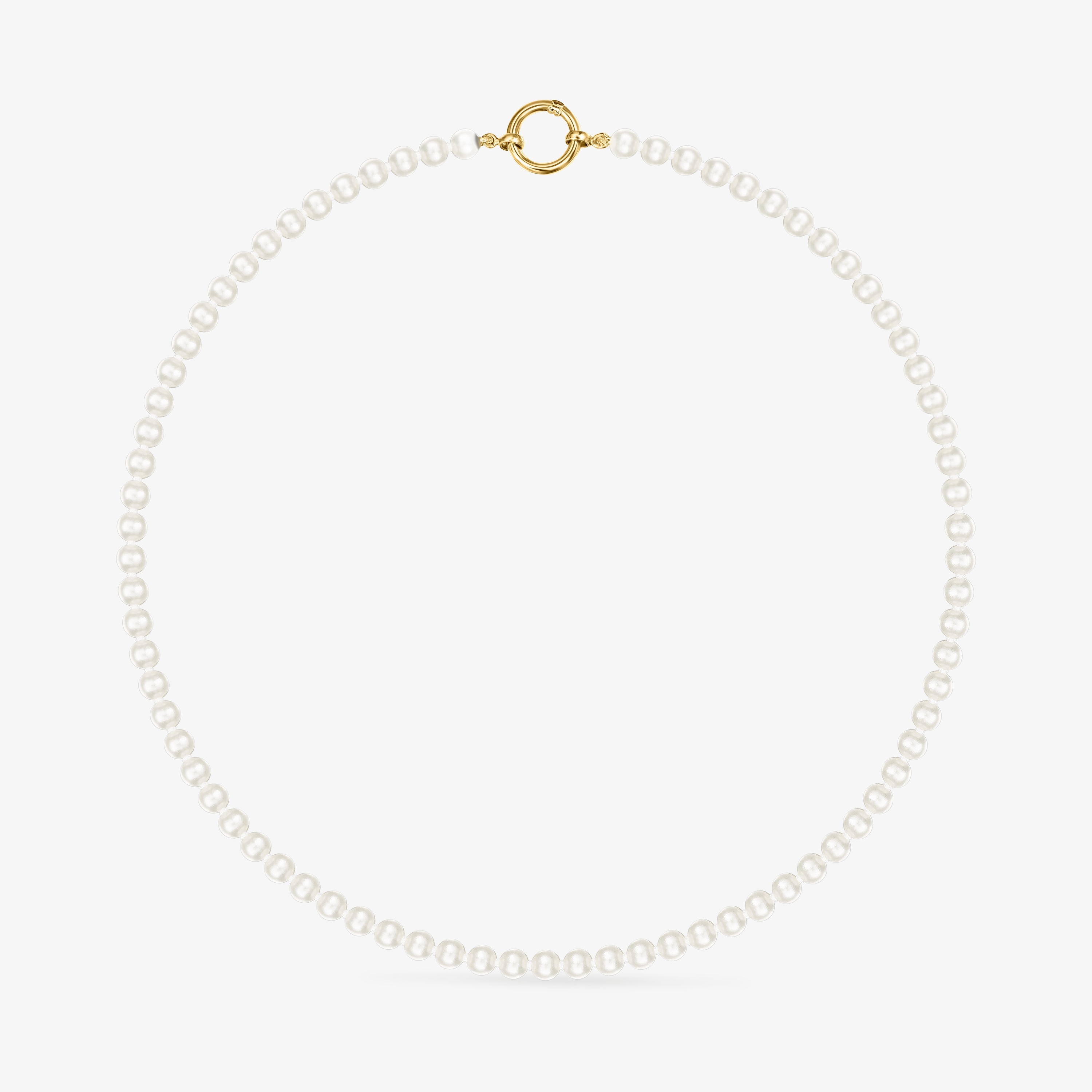 18K solid gold Hold Necklace with Pearls