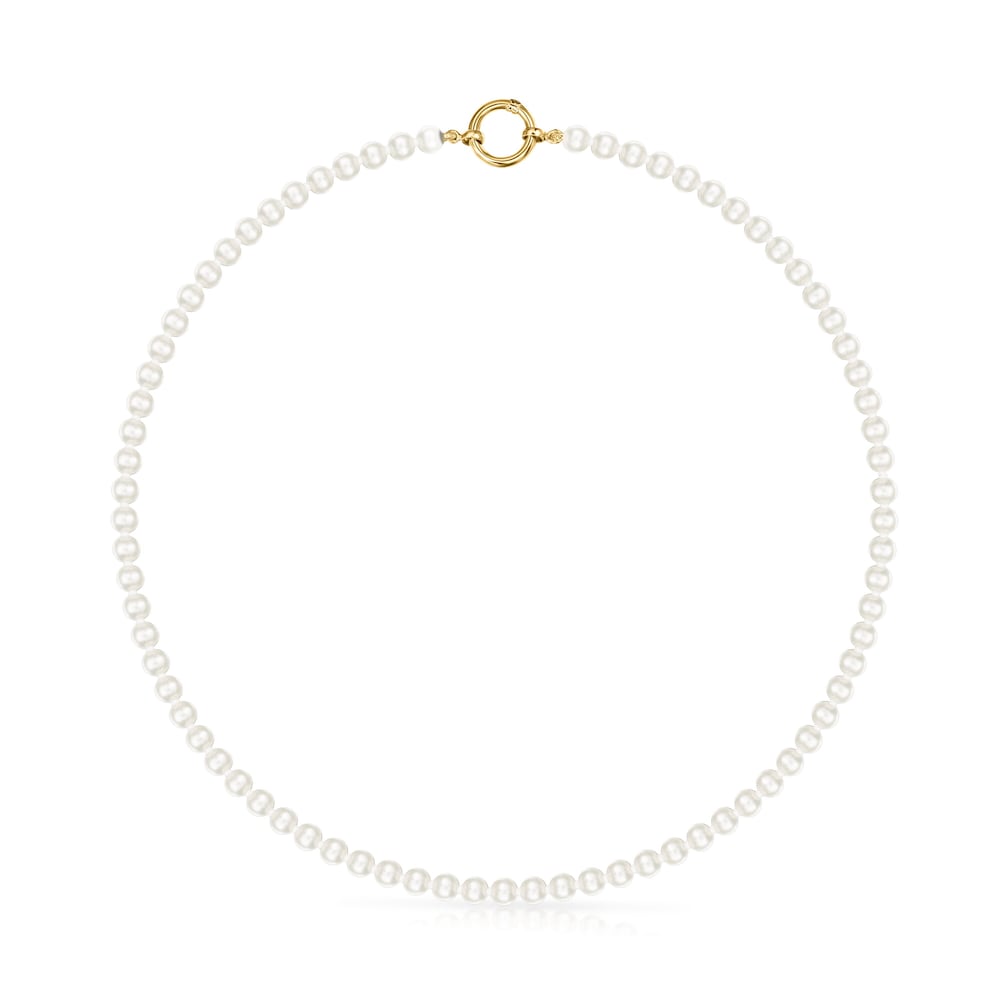 Gold Hold Necklace with Pearls