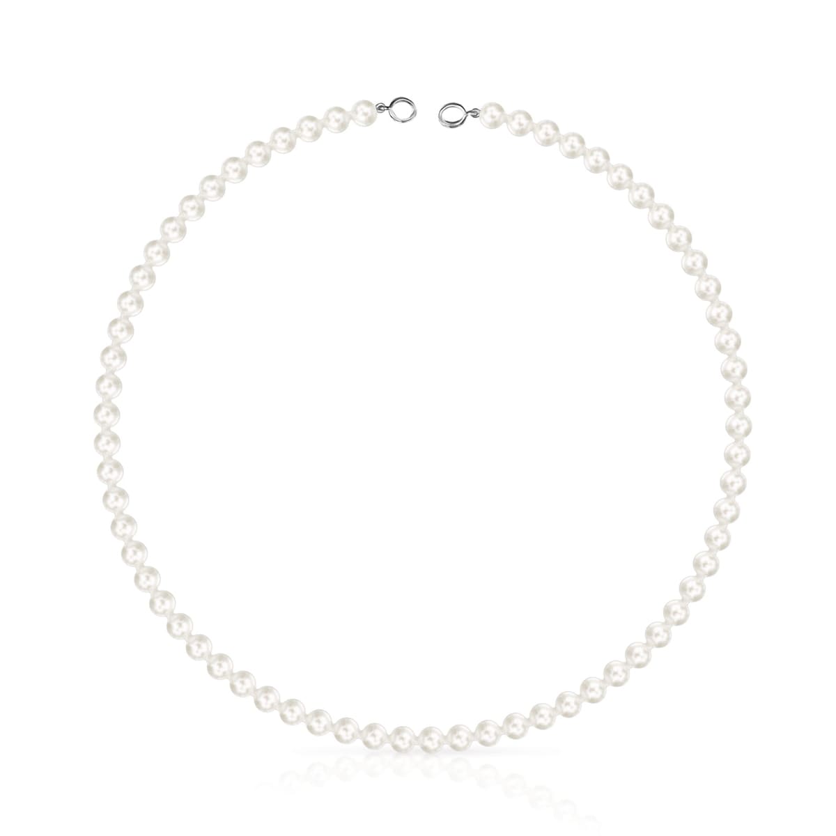 Tous - Collar De Perlas De 6mm Y Plata Hold - Blanco