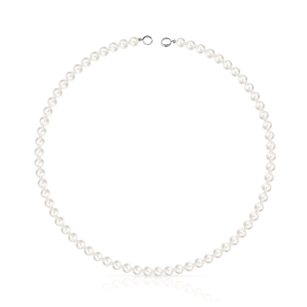 Silver TOUS Hold Necklace with Pearls 42cm