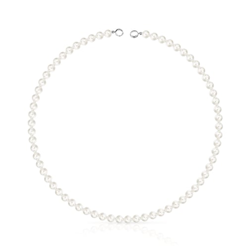 Silver TOUS Hold Necklace with Pearls 42cm