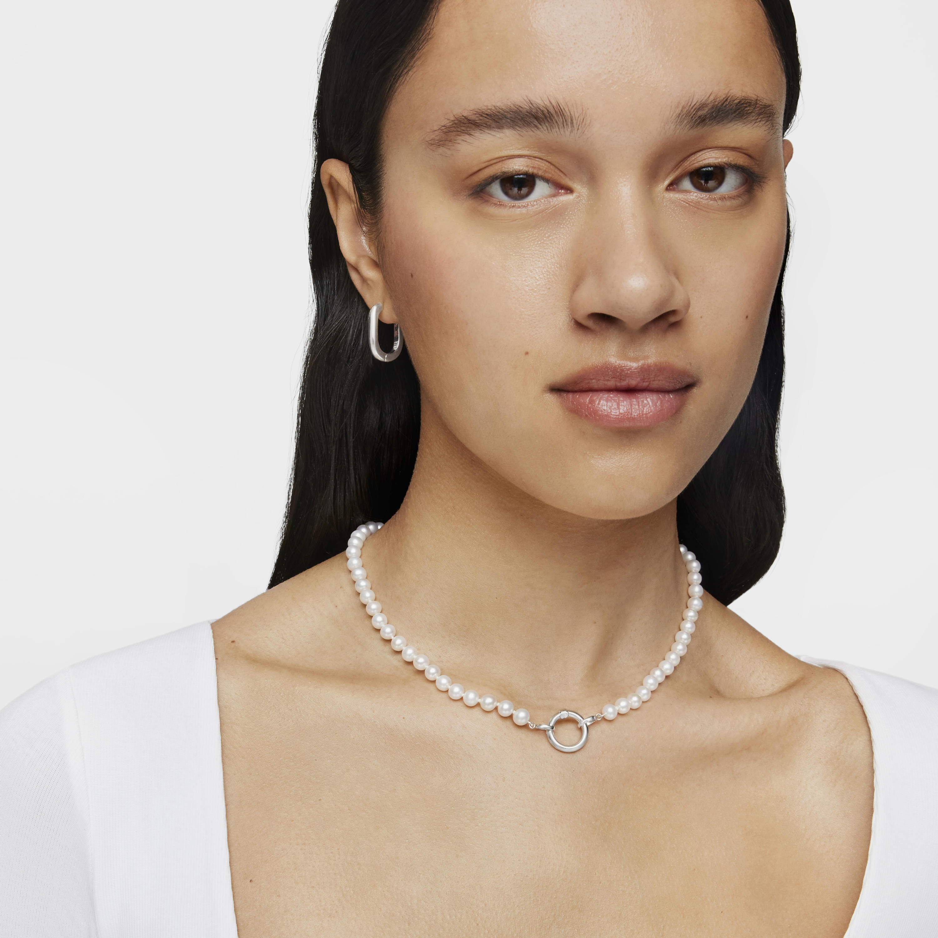 Silver TOUS Hold Necklace with Pearls 42cm.