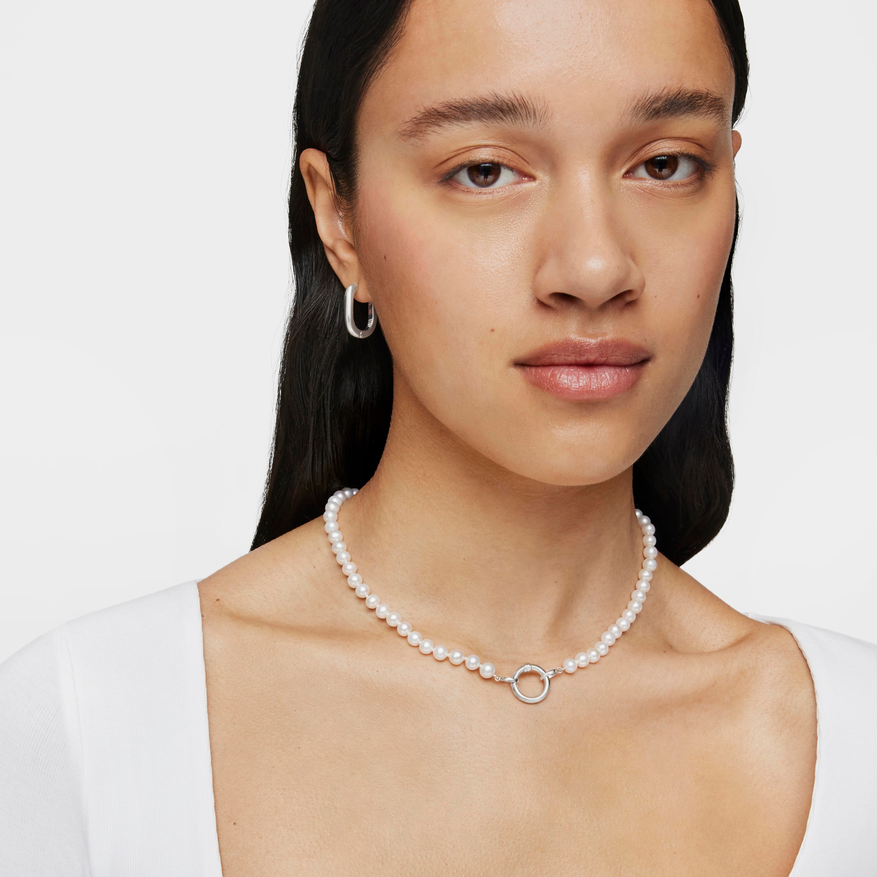 Silver TOUS Hold Necklace with Pearls 42cm.