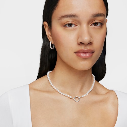 Silver TOUS Hold Necklace with Pearls 42cm