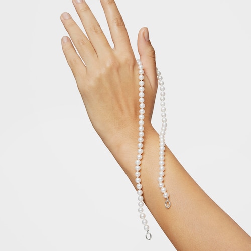 Silver TOUS Hold Necklace with Pearls 42cm