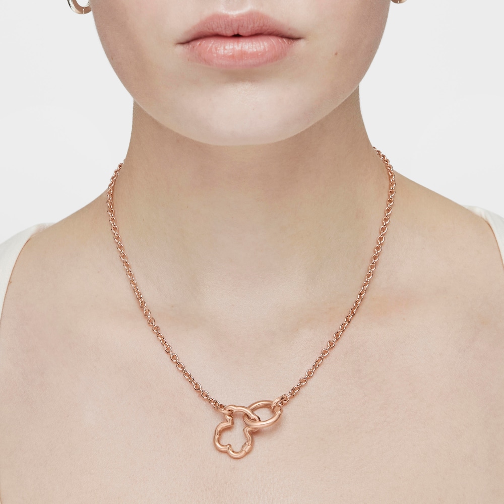 Girocollo placcato oro rosa 18 kt su supporto in argento