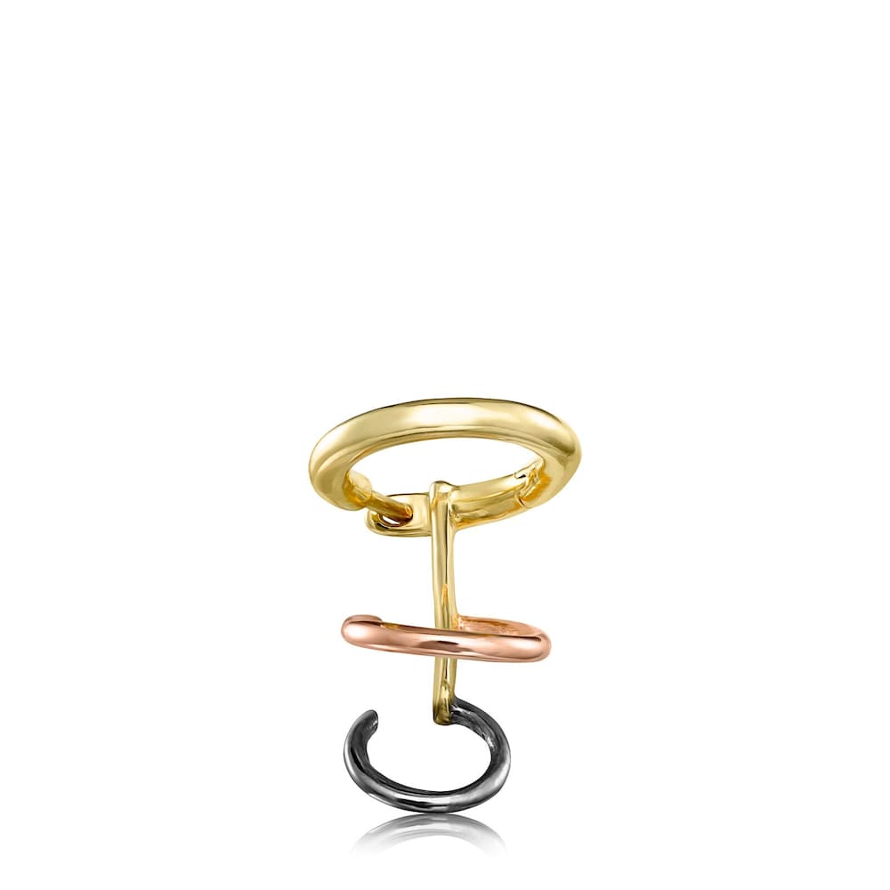 Arete Hold de Plata Dark Silver, ba&ntilde;o de oro 18 kt sobre plata y ba&ntilde;o de oro rosa 18 kt sobre plata