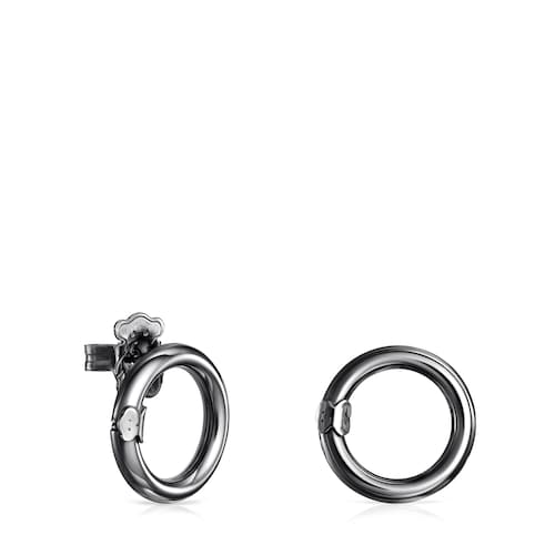 Pendientes peque&ntilde;os de plata dark silver Hold image number 0