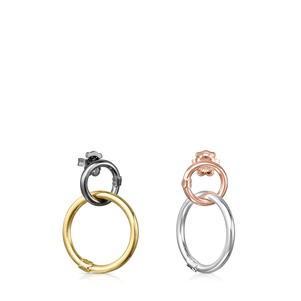 Short Silver, 18K gold vermeil, Rose 18K gold vermeil and Dark Silver Hold Earrings
