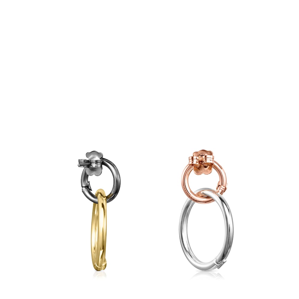 Short Silver, 18K gold vermeil, Rose 18K gold vermeil and Dark Silver Hold Earrings