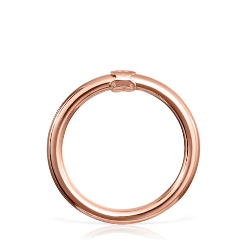 Anilla grande con baño de oro rosa 18 kt sobre plata motivo oso Hold image number 0
