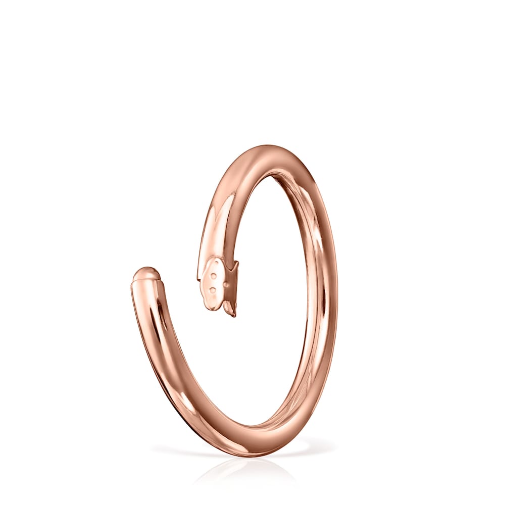 Anilla grande con baño de oro rosa 18 kt sobre plata motivo oso Hold Anilla grande con baño de oro rosa 18 kt sobre plata motivo oso Hold
