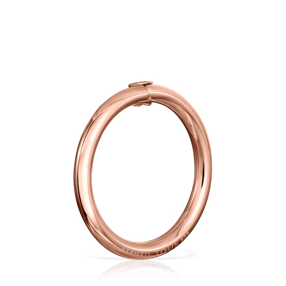 Anilla grande con baño de oro rosa 18 kt sobre plata motivo oso Hold Anilla grande con baño de oro rosa 18 kt sobre plata motivo oso Hold