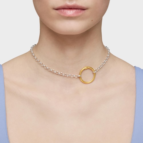Anilla grande con baño de oro 18 kt sobre plata Hold