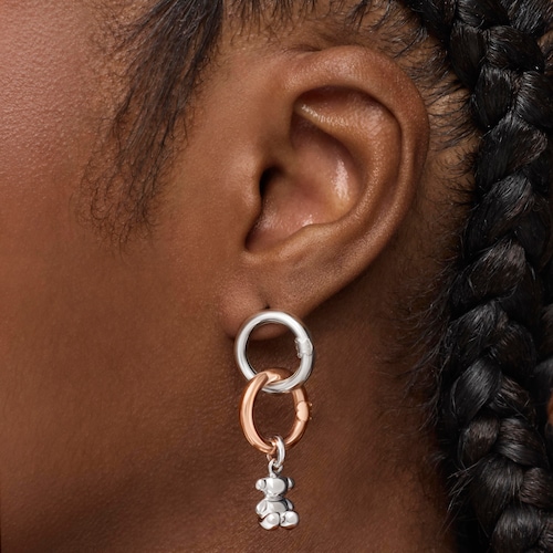 Anilla pequeña con baño de oro rosa 18 kt sobre plata Hold