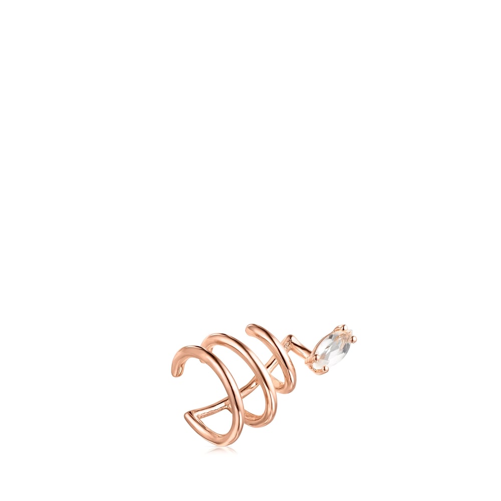 Earcuff Eklat con ba&ntilde;o de oro rosa 18 kt sobre plata y topacio