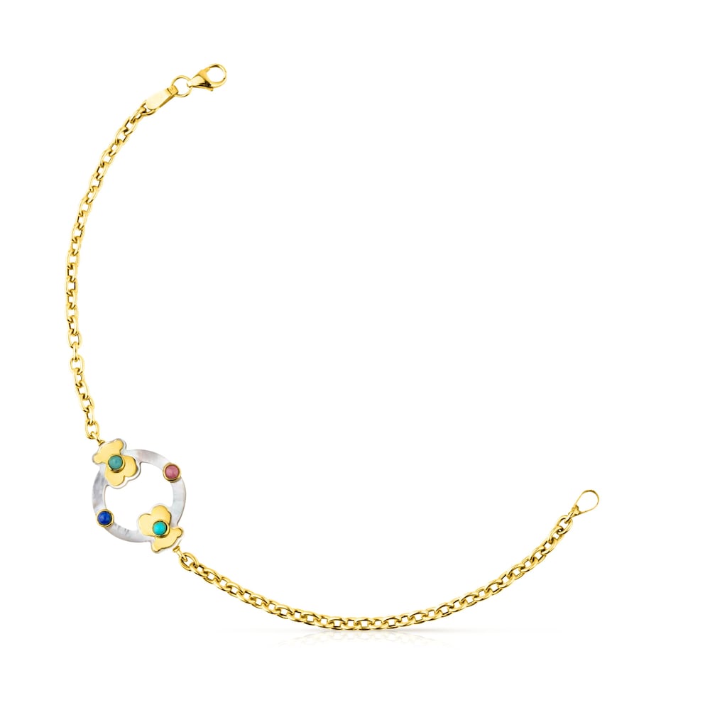 Gold Super Power Bracelet with Mother of Pearl and Gemstones