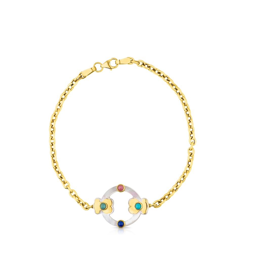Gold Super Power Bracelet with Mother of Pearl and Gemstones