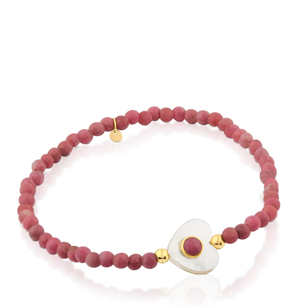 18K Solid Gold Super Power Bracelet with Chalcedony and Mother-of-pearl