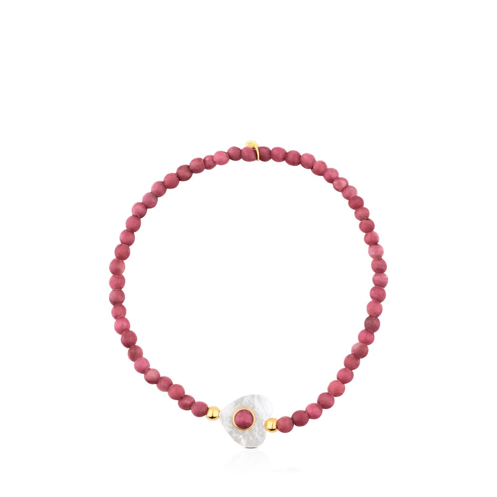 18K Solid Gold Super Power Bracelet with Chalcedony and Mother-of-pearl