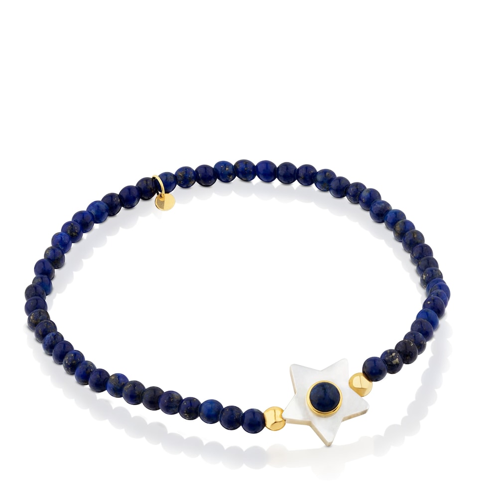 Gold Super Power Bracelet with Lapiz lazulis and Mother-of-pearl