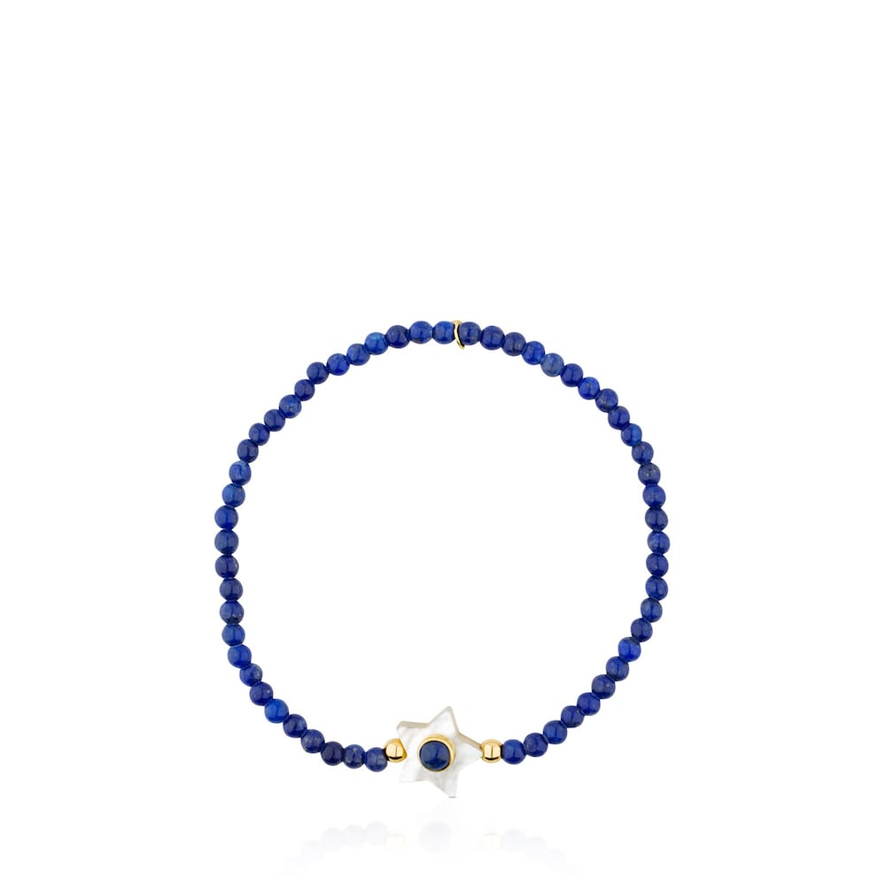 Gold Super Power Bracelet with Lapiz lazulis and Mother-of-pearl