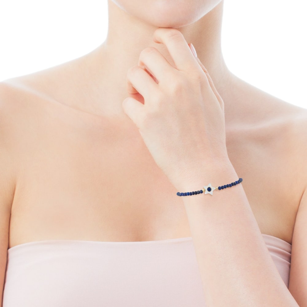 Pulsera Super Power de Lapizlazulis con Oro y N&aacute;car