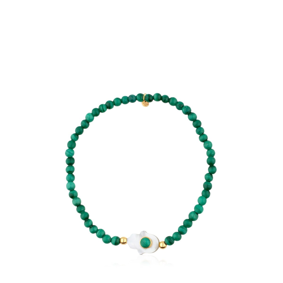 Gold Super Power Bracelet with Malachites and Mother-of-pearl