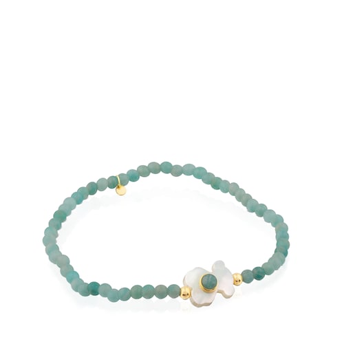 Pulseira Super Power em&nbsp;Amazonites com Ouro e Madrep&eacute;rola