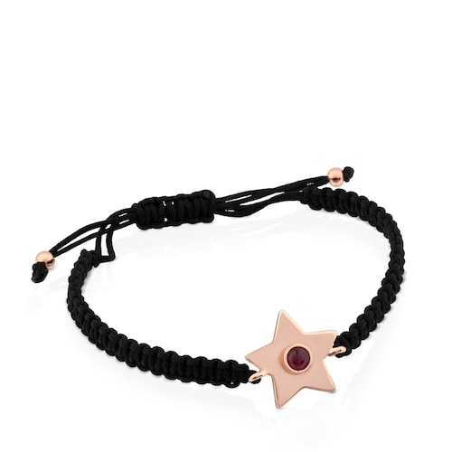 Rose Vermeil Silver Super Power Bracelet with Cord and Ruby image number 0