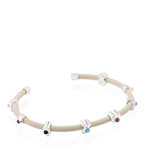 Pulsera de plata con gemas y cer&aacute;mica Super Power