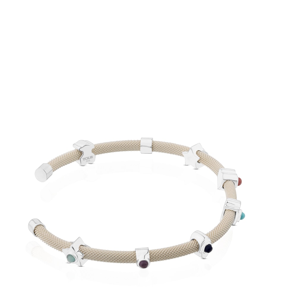 Pulsera de plata con gemas y cer&aacute;mica Super Power