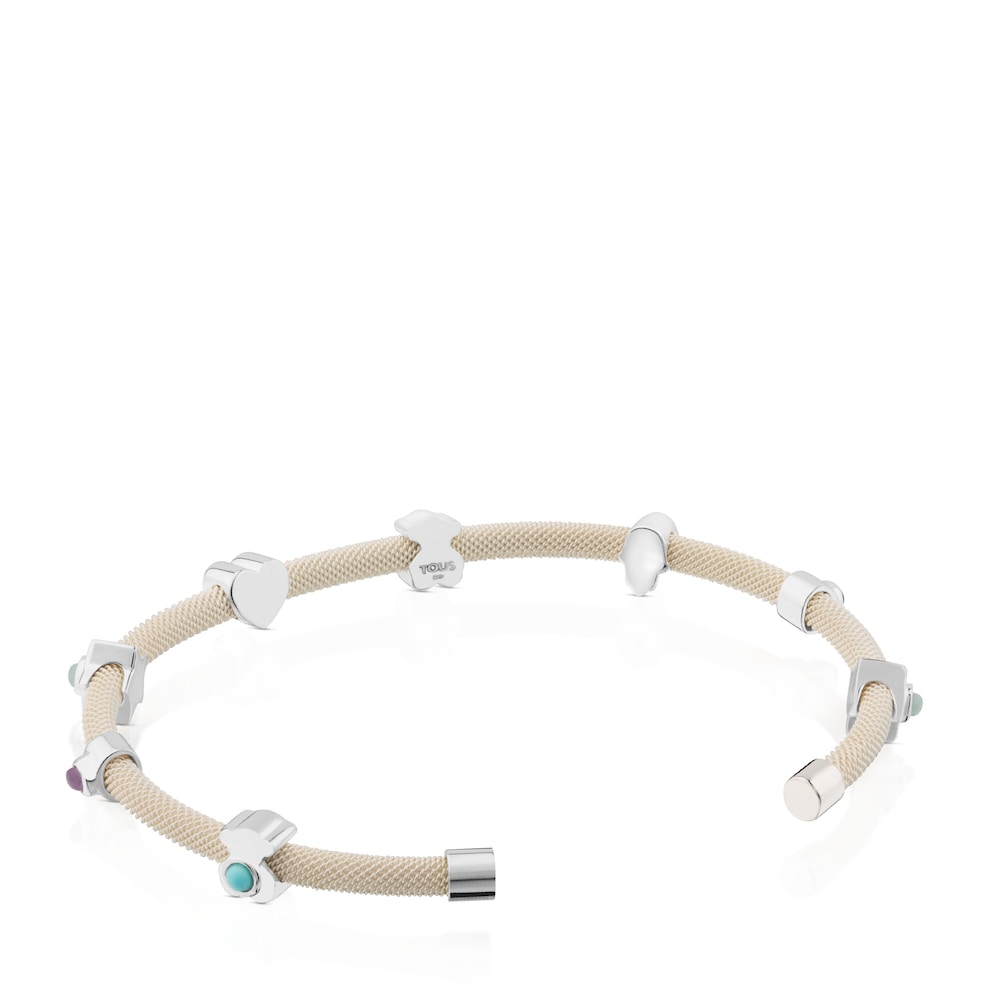 Pulsera de plata con gemas y cer&aacute;mica Super Power