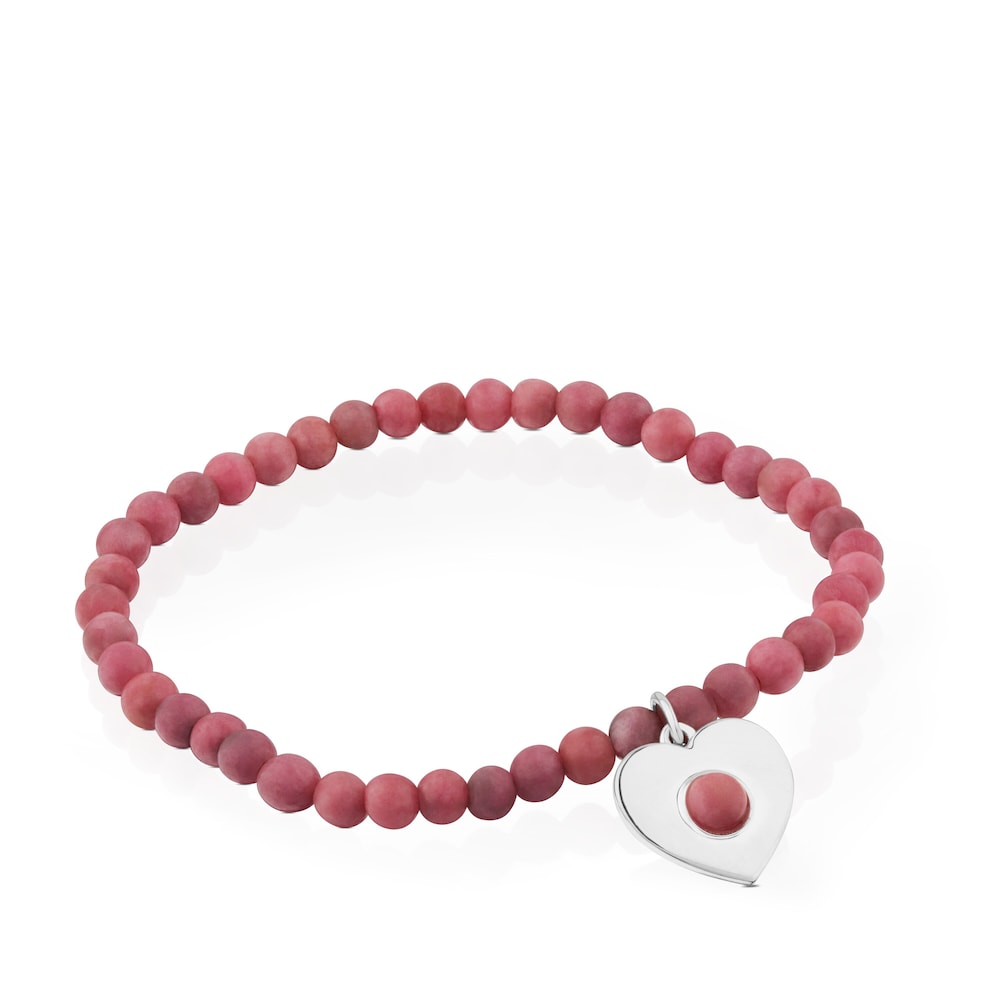 Silver Super Power Bracelet with Rhodonites