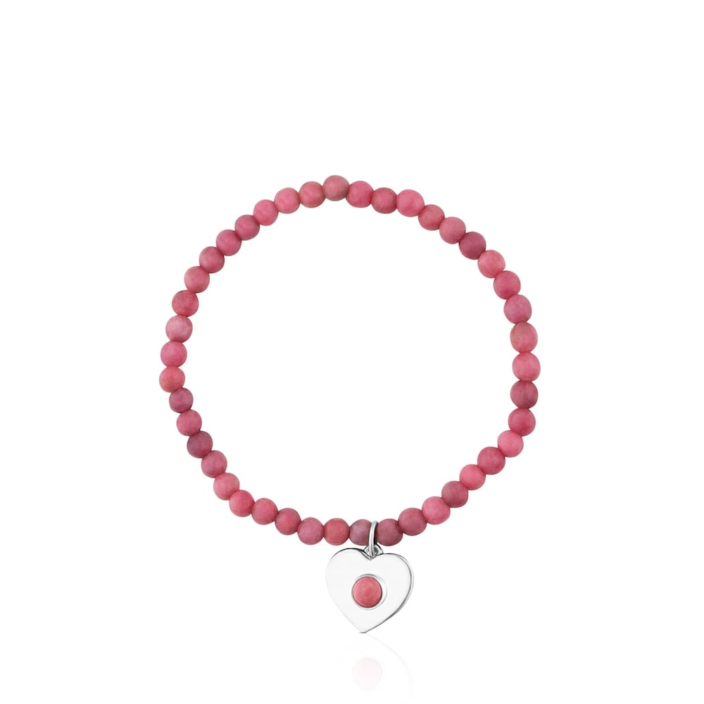 Silver Super Power Bracelet with Rhodonites