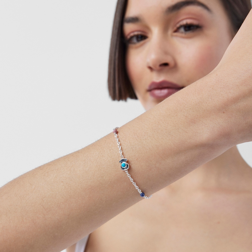 Pulsera de plata con gemas multicolor Super Power