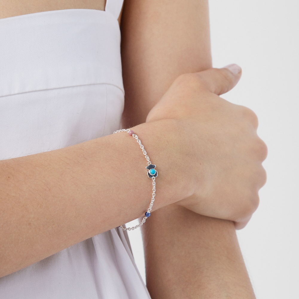 Pulsera de plata con gemas multicolor Super Power