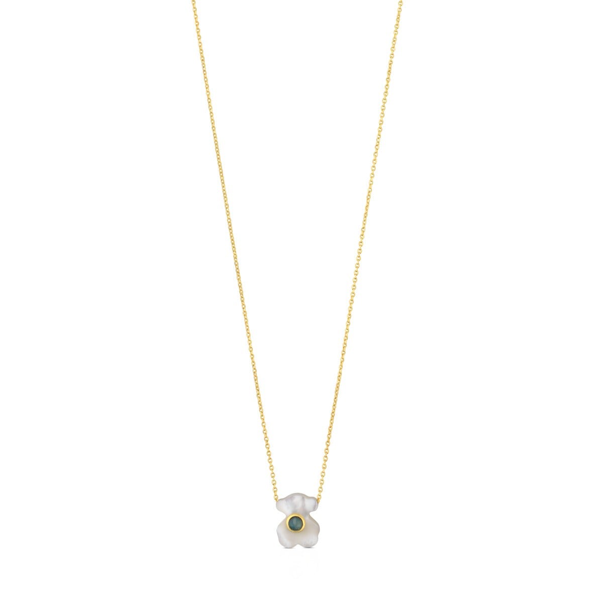 Gold Super Power Necklace with Amazonite and Mother-of-pearl