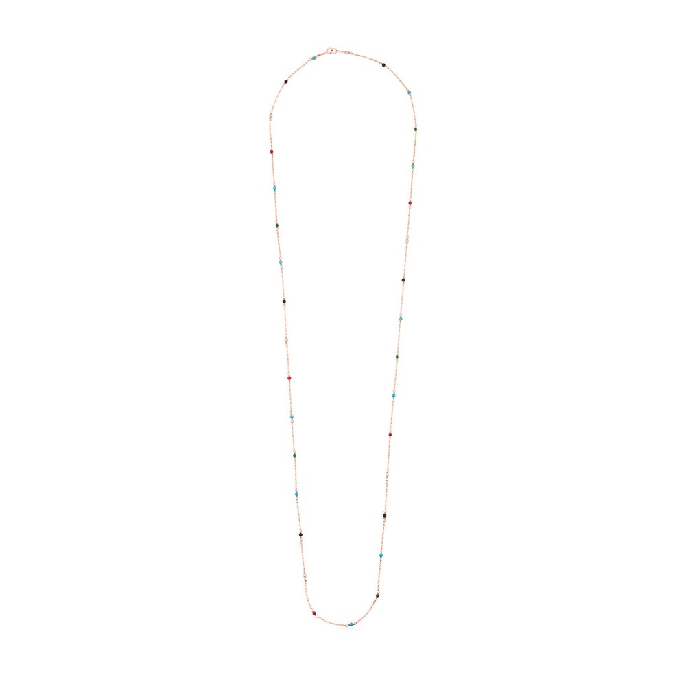Collar con ba&ntilde;o de oro rosa 18 kt sobre plata y gemas multicolores 90 cm Super Power