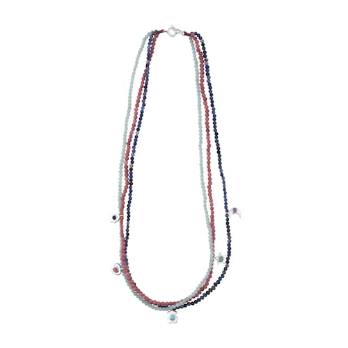 Silver Super Power Necklace with Gemstones