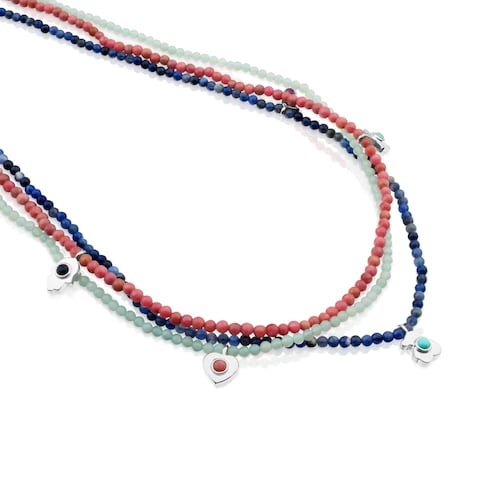 Silver Super Power Necklace with Gemstones