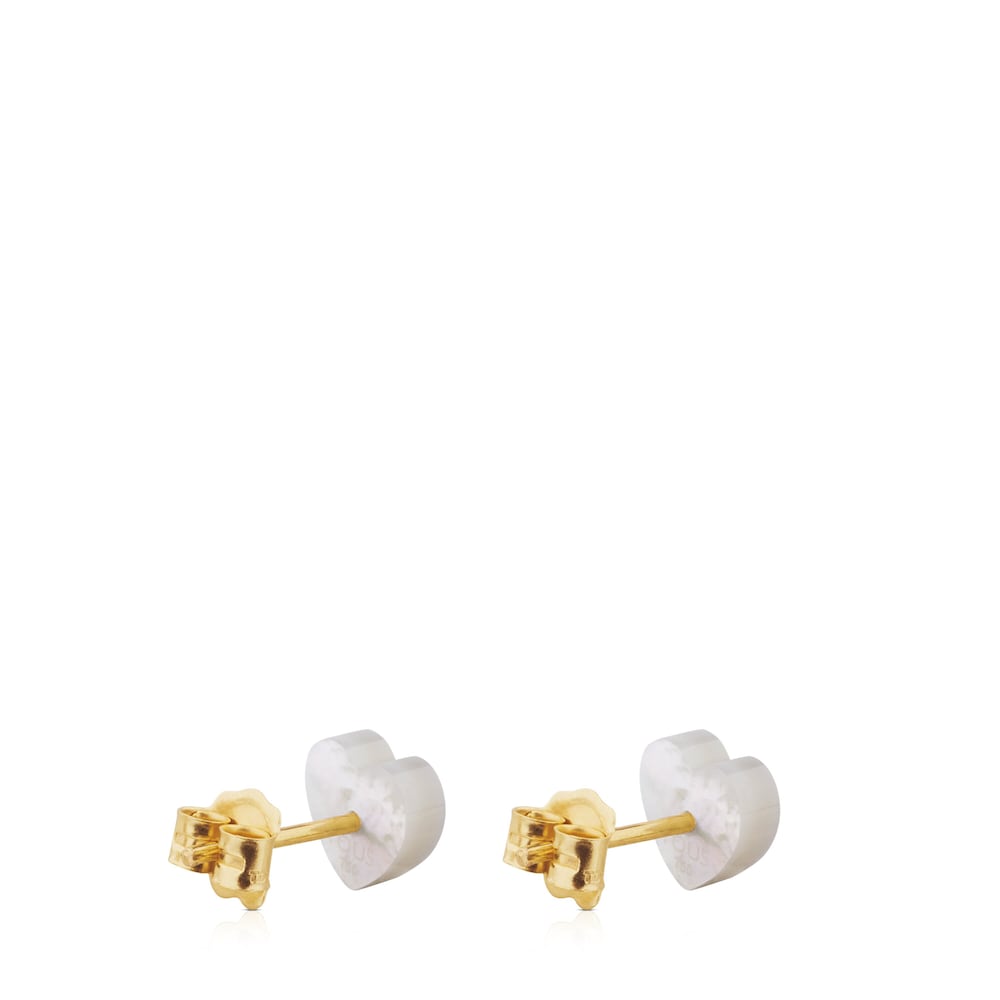 Pendientes de oro y n&aacute;car con calcedonia Super Power